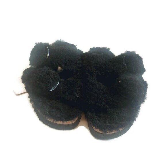 Papillio Birkenstock Arizona Big Buckle Shearling Sandals Womens 6 Teddy Black - Picture 6 of 9